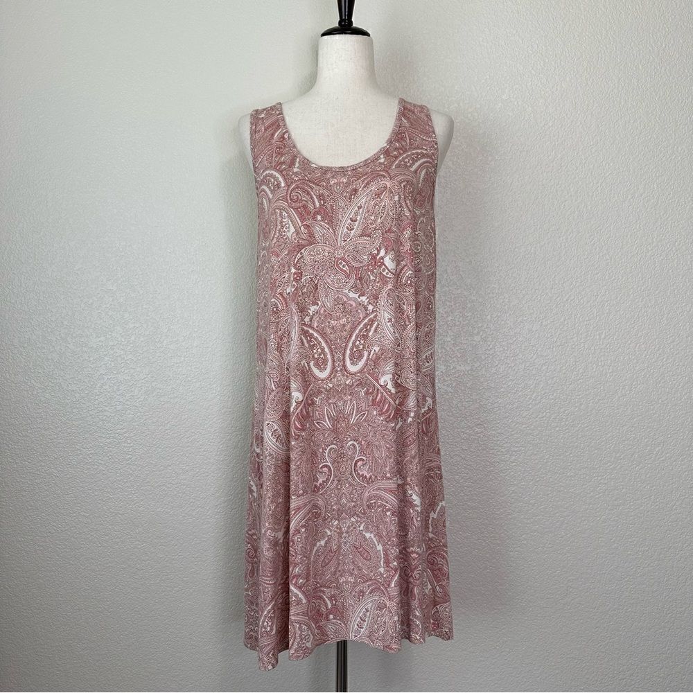 Soma Intimates Pink Paisley Sleeveless Sleepwear Dress, Sz Large